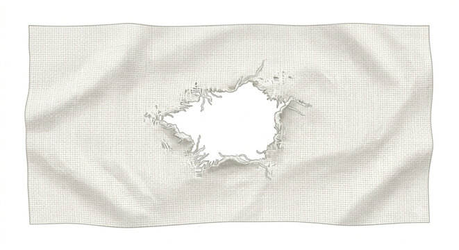 White Woven Fabric with Hole Vector Illustration
