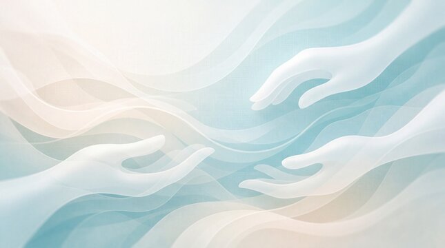 Soft Blue Abstract Healthcare Background with Flowing Wave Lines