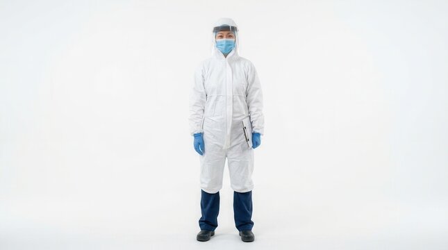Professional Healthcare Worker In Full Protective Gear Ready For Action