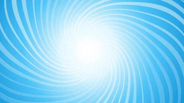 Abstract Light Blue Spiral Vortex Background with Counterclockwise Motion Rays and Center Glow