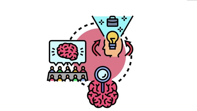 Intellectual brain activity generating creative business solutions, developing new strategies, researching, analyzing information, and collaborating in team for successful project implementation