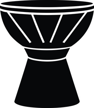 Traditional Goblet Drum Silhouette Icon, Percussion Instrument Vector Illustration