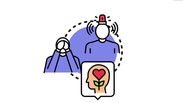 Person experiencing stress and anxiety. Another individual symbolizing emotional support and well being with a growing heart plant