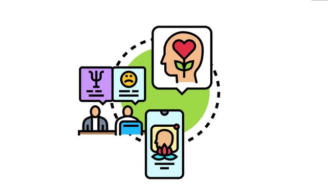Concept showing professional psychology support and online therapy fostering emotional growth and self care through personal introspection for improved mental well being