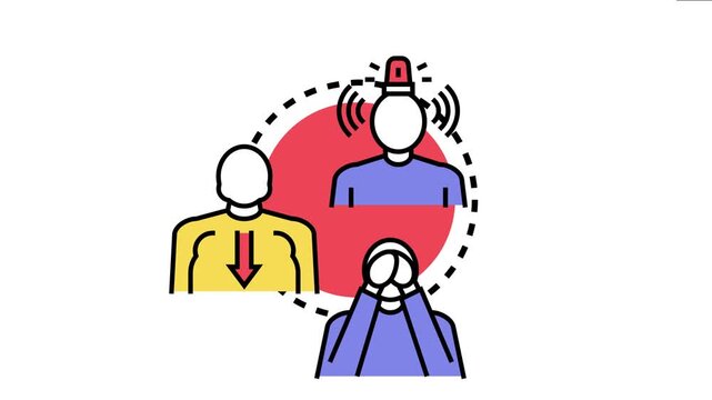People facing mental health conditions, with one individual experiencing an alert state or crisis, another feeling a decline in mood or energy, and a third suffering from anxiety or stress
