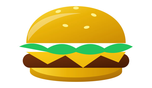 Tasty Cheeseburger Vector Icon - Fast Food Hamburger Graphic PNG