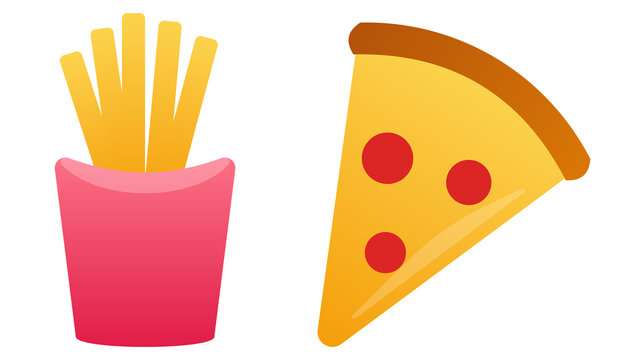 Fast Food Set - Crispy French Fries and Pepperoni Pizza Slice PNG