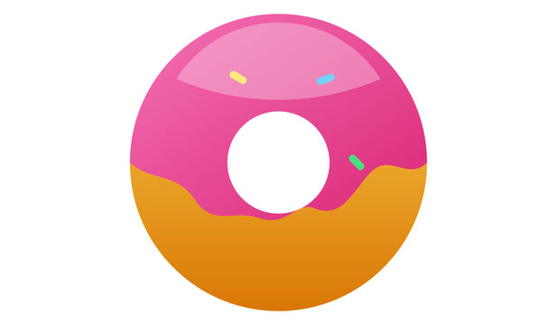 Pink Glazed Donut Vector Icon - Sweet Pastry Dessert PNG Clipart