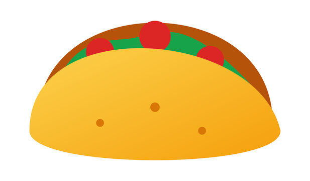 Mexican Taco Vector Icon - Fast Food Snack Graphic PNG Clipart