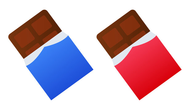 Wrapped Chocolate Bar Set - Blue and Red Foil Wrapper Vector PNG
