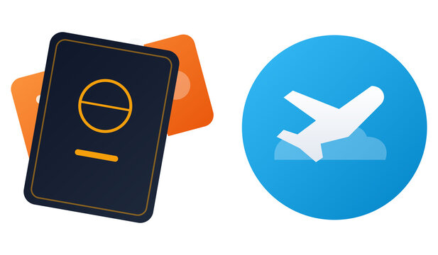 Flight Travel Concept - Passport Boarding Pass Airplane Vector PNG