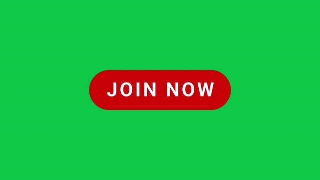 Animated Join Now Button For Online Community Participation And Social Media on green screen