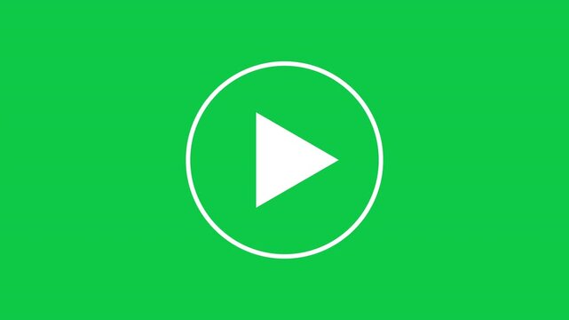 Animated Minimal Media Play Button Vector Icon For Web Player User Interface Displayed On Green