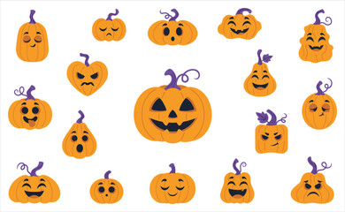 Fototapeta premium Colorful jack o lantern pattern seamless repeat halloween festive background