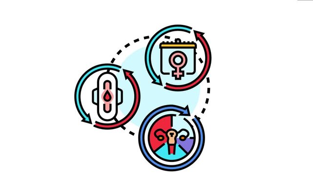 Menstrual cycle changes depicting the female reproductive system transforming through its phases, tracking ovulation and menstruation, and managing women's health