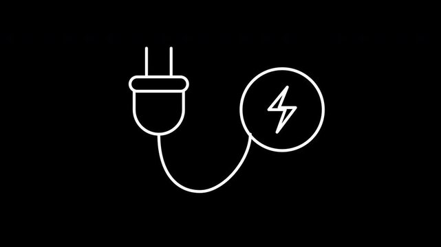 Electric Plug Cable With Lightning Energy Power Symbol on Black
