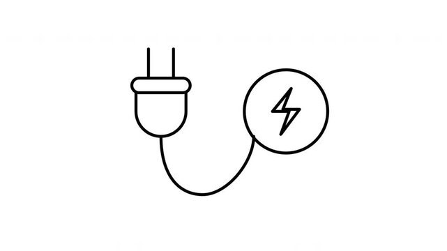 Electric Plug Cable With Lightning Energy Power Symbol on White