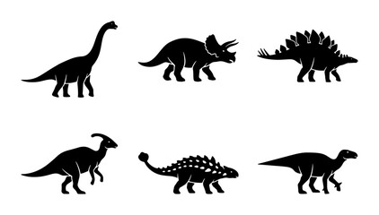 Dinosaur Silhouettes Collection, Prehistoric Creatures Vector Icons, Ancient Reptile Graphics, Jurassic Era Set © Jamil