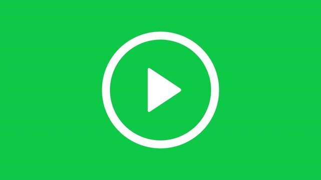 Standard Media Play Button Animation For Web Video Player On Green Screen
