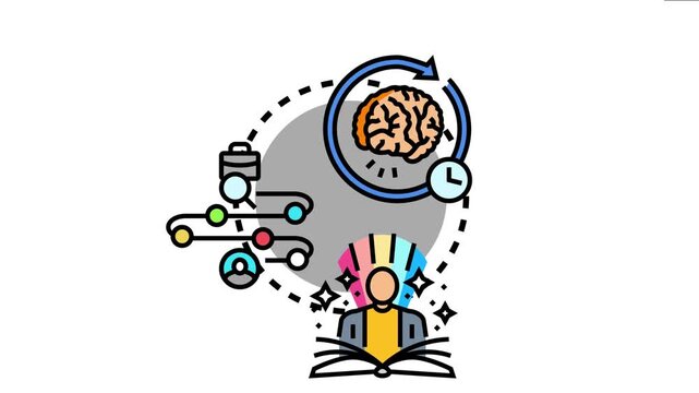 Person using the memory journey technique, a mnemonic strategy, to enhance learning and mental development by associating information with a conceptual path, improving retention and cognitive skills