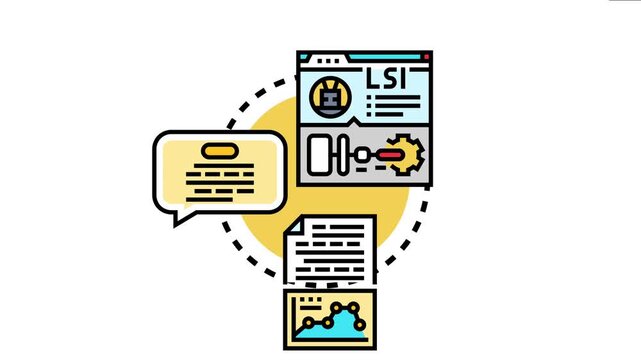 Artificial intelligence system processing data for generating text outputs. Utilizing memory augmentation. And the process flow with a chat bubble. A browser window