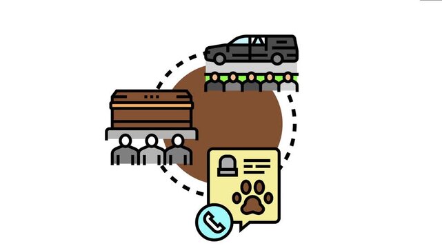 Memorial funeral procession showing people attending a ceremony with a hearse and casket, bereavement support, mourning, event planning, and end of life services