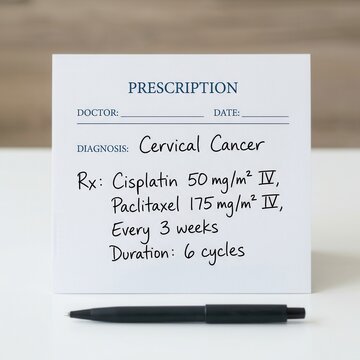 Medical Prescription For Cervical Cancer Treatment Showing Chemotherapy Drugs