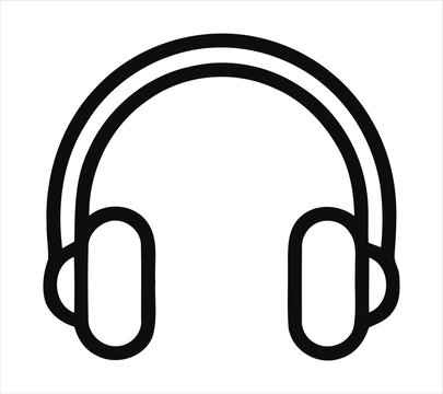 Simple line art illustration of over ear headphones on a white background