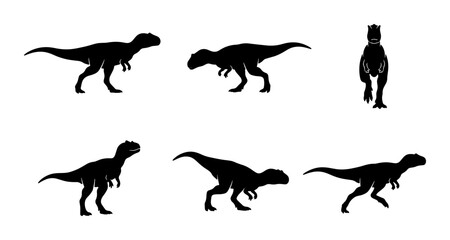Obraz premium Dinosaur Silhouettes, Tyrannosaurus Rex Vector Icons, Prehistoric Creature Graphics