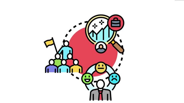 Businesspeople developing a strategy, analyzing performance data, evaluating feedback, and leading a team to overcome obstacles and achieve success in a changing environment
