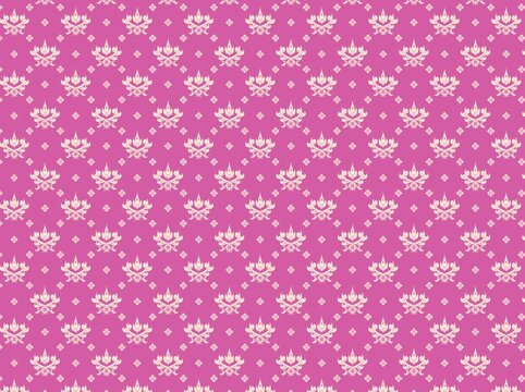 A seamless repeating damask pattern in pink and white.