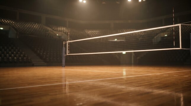 Volleyball court indoors with net