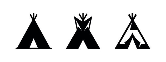 Teepee and tipi indigenous tent symbols © Lili