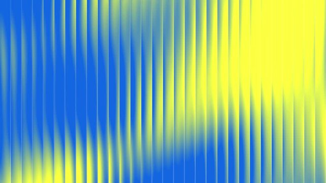 Abstract vibrant yellow and royal blue wave motion background featuring vertical ribbed glass refraction, glowing fluid lines, dynamic dual tone gradient light