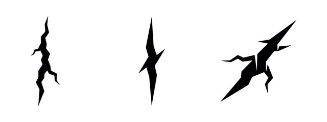 Fototapeta premium Abstract Crack and Shattered Lightning Bolt Silhouettes