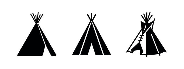 Native American Teepee Tent Silhouettes for Camping and Culture © Lili