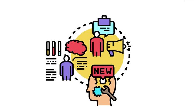Various icons and symbols are the medium skill level concept, representing an ongoing process of learning, development, and acquiring new knowledge and expertise