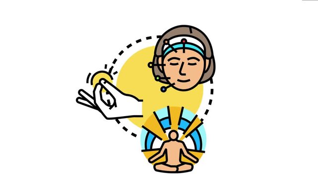 Person achieving mindfulness and spiritual wellness through meditation, integrating traditional practices with modern biofeedback technology and inner energy balance