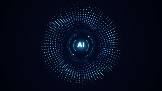 Abstract artificial intelligence digital technology concept with glowing circular data patterns video