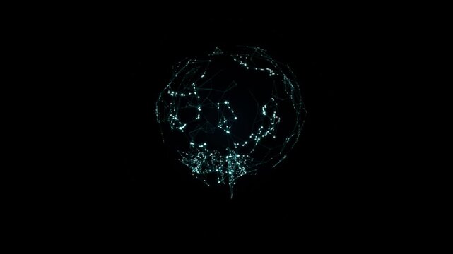 Abstract digital sphere made of glowing nodes and connection lines video