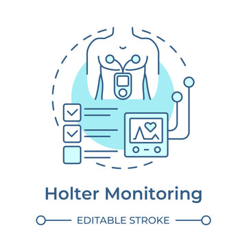 Cardiac ct scan monochrome blue concept icon. Tech driven healthcare solutions. Clinical screening method. Heart wellness. Isolated minimalist cyan illustration in circular design. Round composition