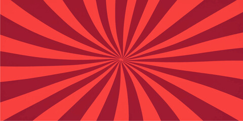Obraz premium Red Swirl Sunburst Radial Background Vector Retro Curved Sunbeam Rays Beams Illustration Poster Design