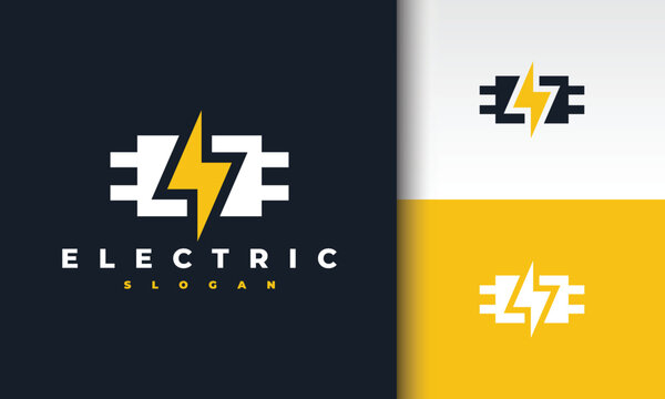 The logo is shaped like a lightning bolt and a plug.