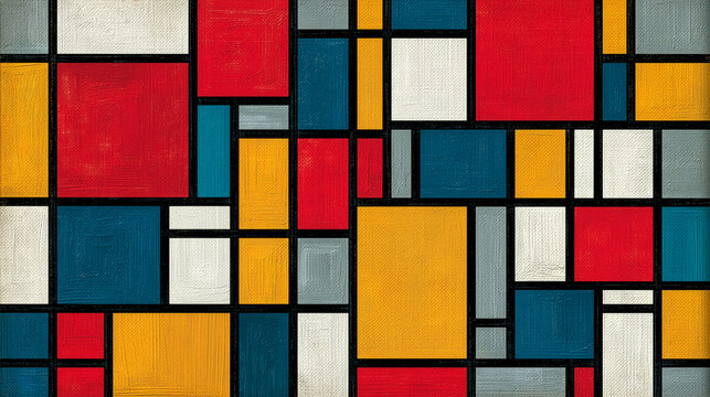 structured De Stijl composition visual for mathematical order