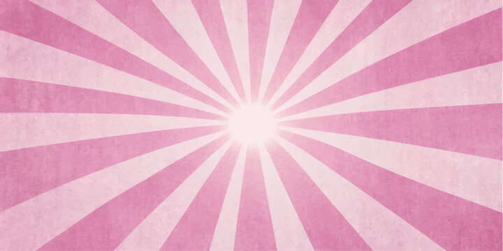 Vibrant pink radial burst vector background with alternating rays creating dynamic abstract energy design illustration emphasis