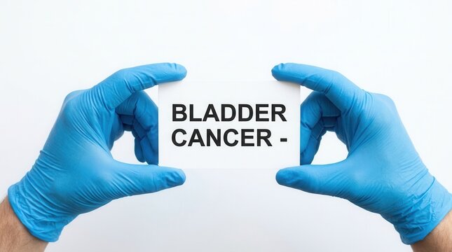 Healthcare Professionals Hold Card With Bladder Cancer Diagnosis Information