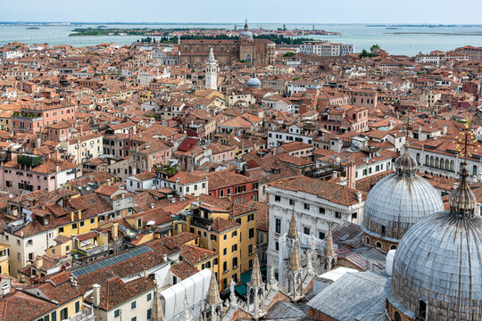 Panoramic view over the historic city of Venice, Italy