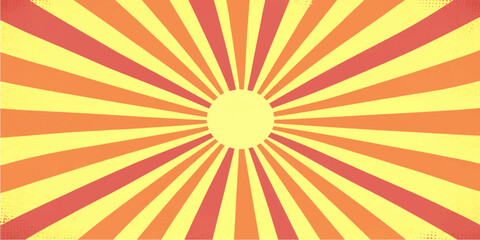 Obraz premium Yellow and orange sunburst background with radiant rays and dynamic abstract retro vintage design