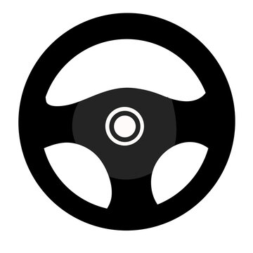 Minimalist car steering wheel icon  illustration