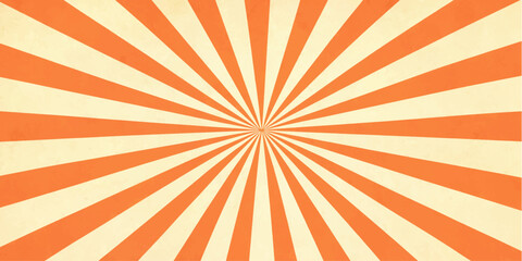 Fototapeta premium Orange and cream sunburst background with symmetrical rays and dynamic retro abstract vintage design
